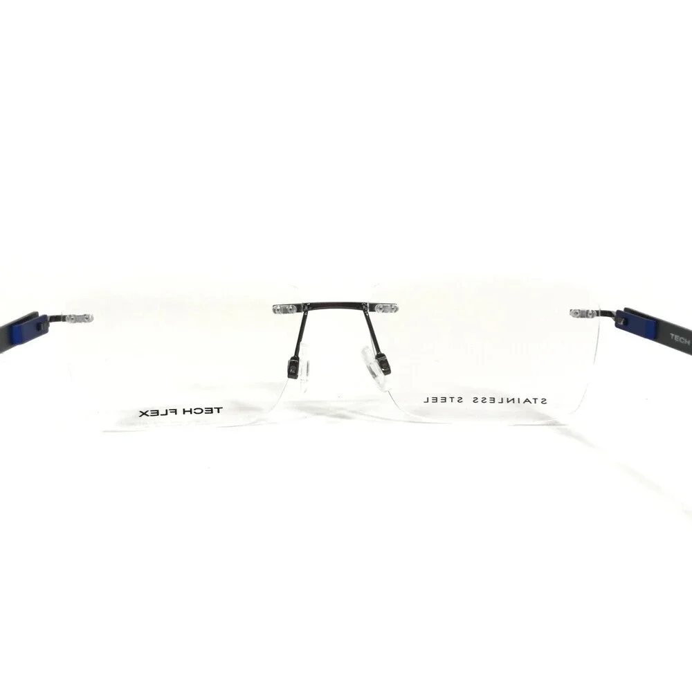 Tech Flex Eyeglasses Frames 30146S SP08 Gunmetal Gray Blue Rimless 56-16-145